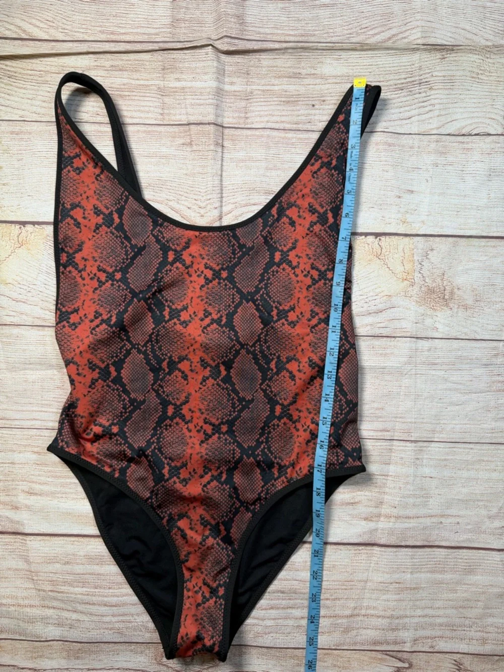 Topshop Red and Black Snake Print One-Piece Swimsuit - Picture 3 of 5